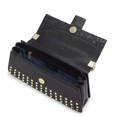 Small Floral Franzy Leather Baguette - Black