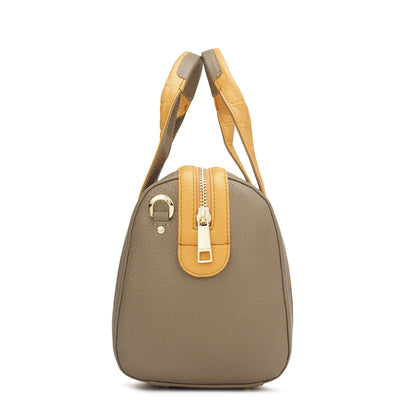 Small Wax Leather Satchel - Greyish Taupe