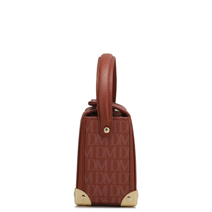 Small Monogram Leather Satchel - Brick