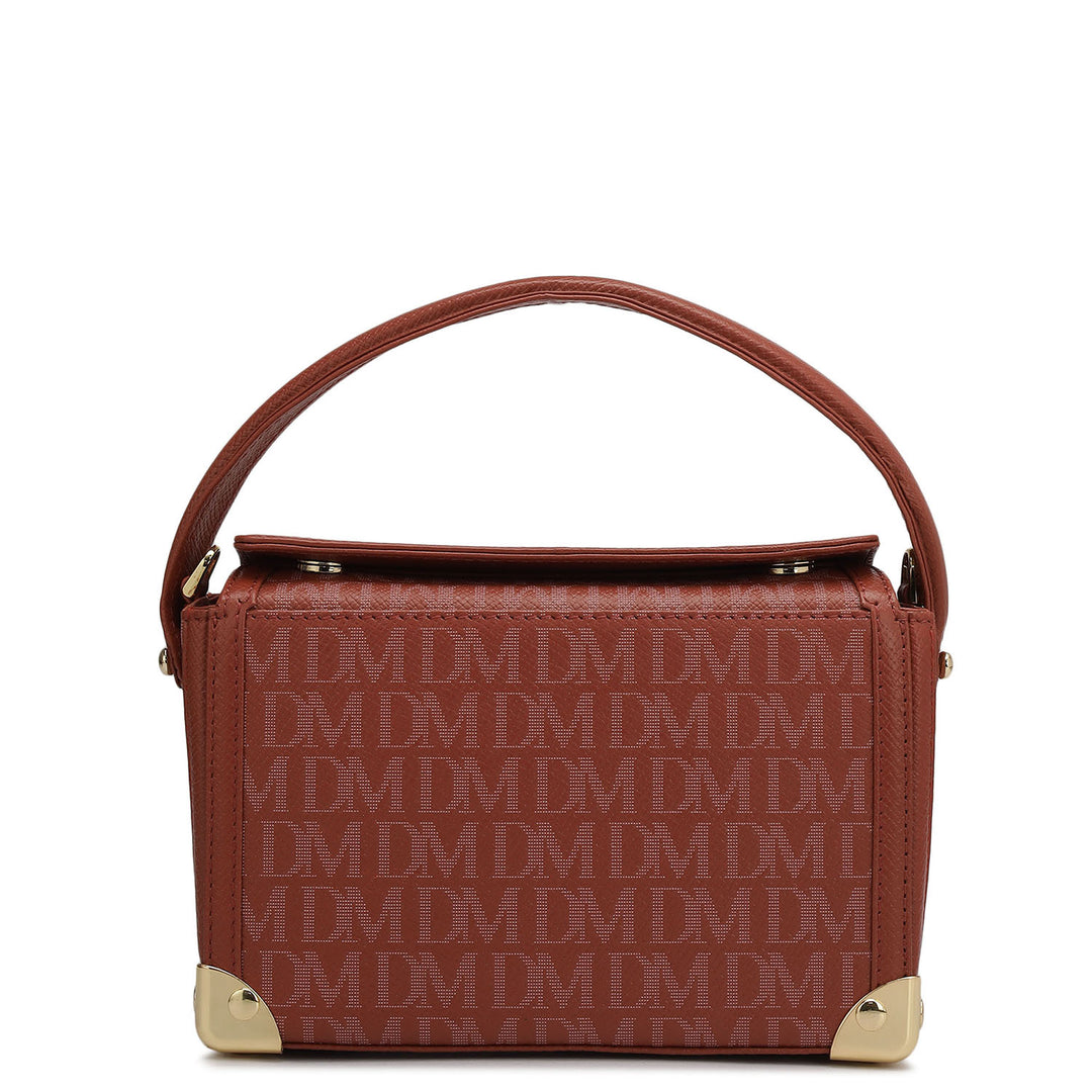 Small Monogram Leather Satchel - Brick
