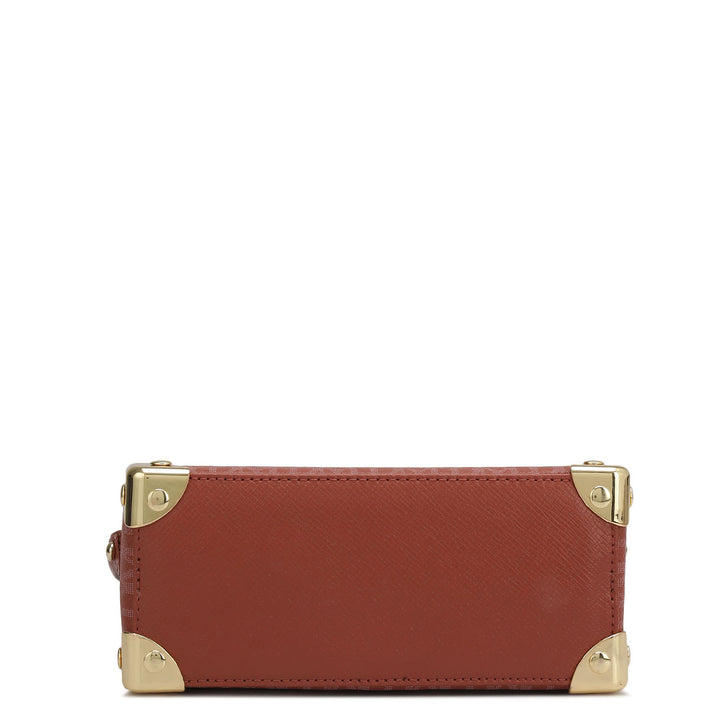 Small Monogram Leather Satchel - Brick