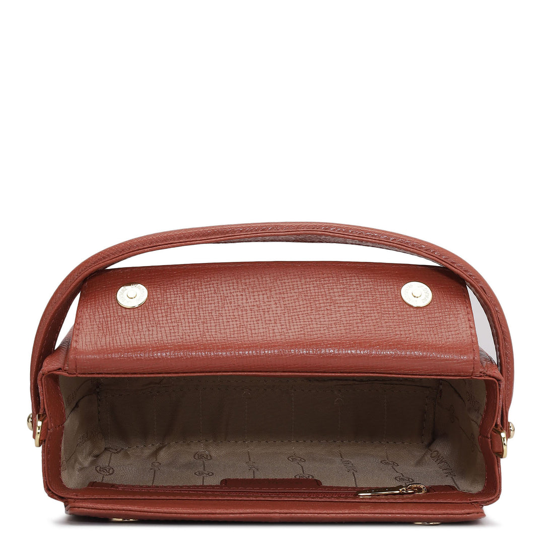 Small Monogram Leather Satchel - Brick