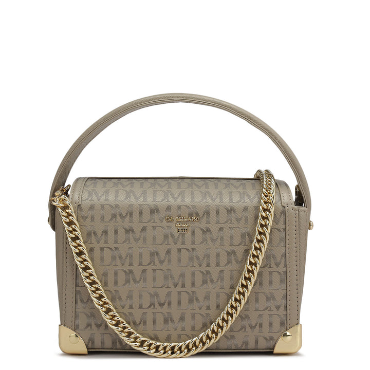 Small Monogram Leather Satchel - Chalk