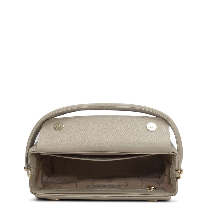 Small Monogram Leather Satchel - Chalk