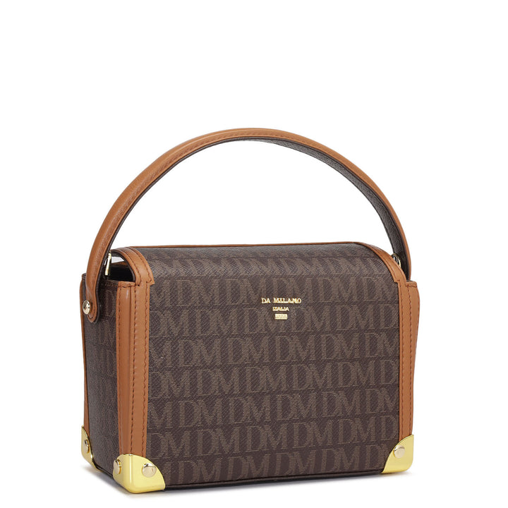 Small Monogram Leather Satchel - Chocolate