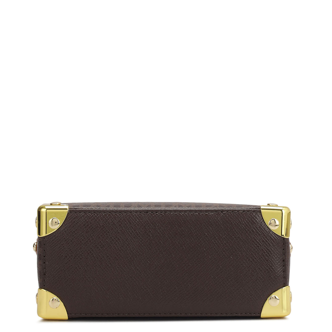 Small Monogram Leather Satchel - Chocolate