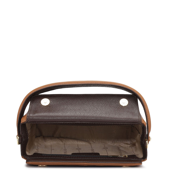Small Monogram Leather Satchel - Chocolate