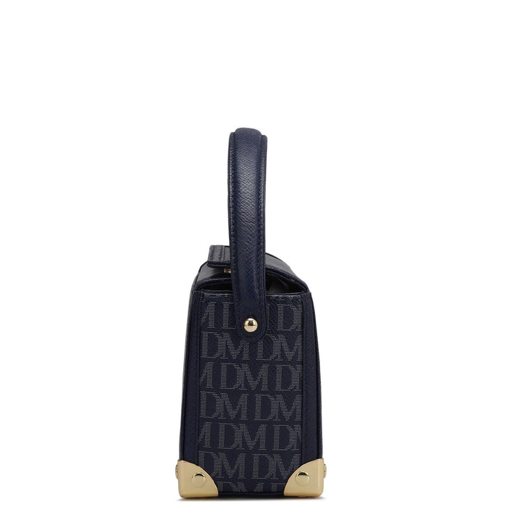 Small Monogram Leather Satchel - Ink Blue