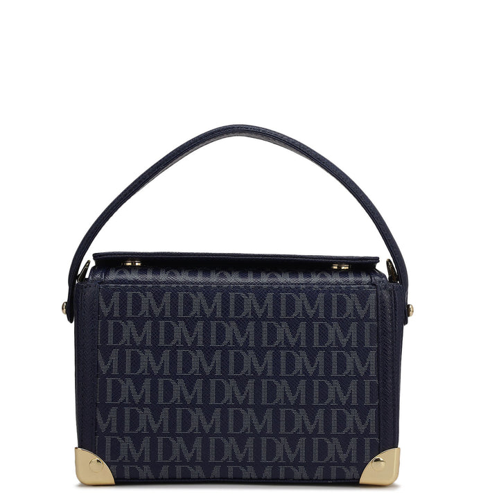 Small Monogram Leather Satchel - Ink Blue