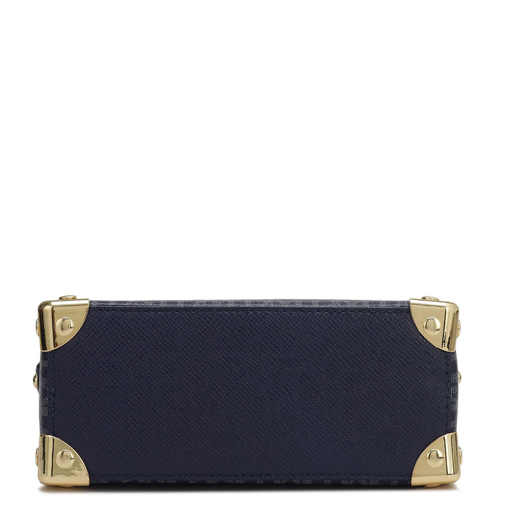 Small Monogram Leather Satchel - Ink Blue