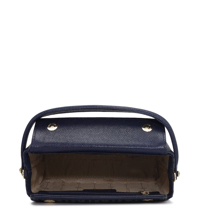 Small Monogram Leather Satchel - Ink Blue