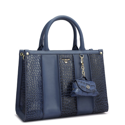 Small Croco Plain Leather Satchel - Stardust