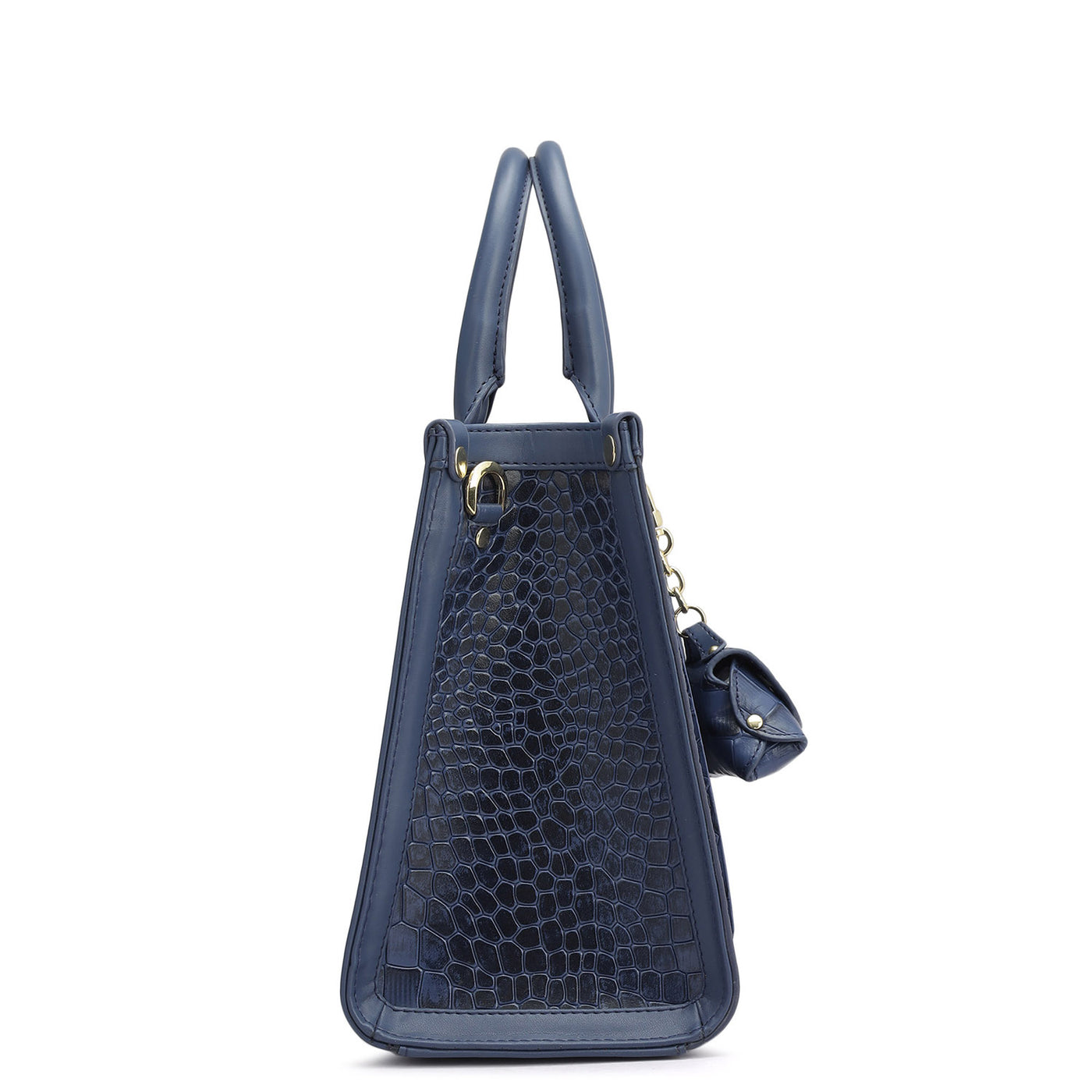 Small Croco Plain Leather Satchel - Stardust