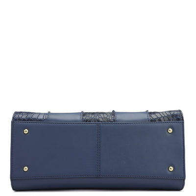 Small Croco Plain Leather Satchel - Stardust