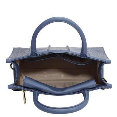 Small Croco Plain Leather Satchel - Stardust