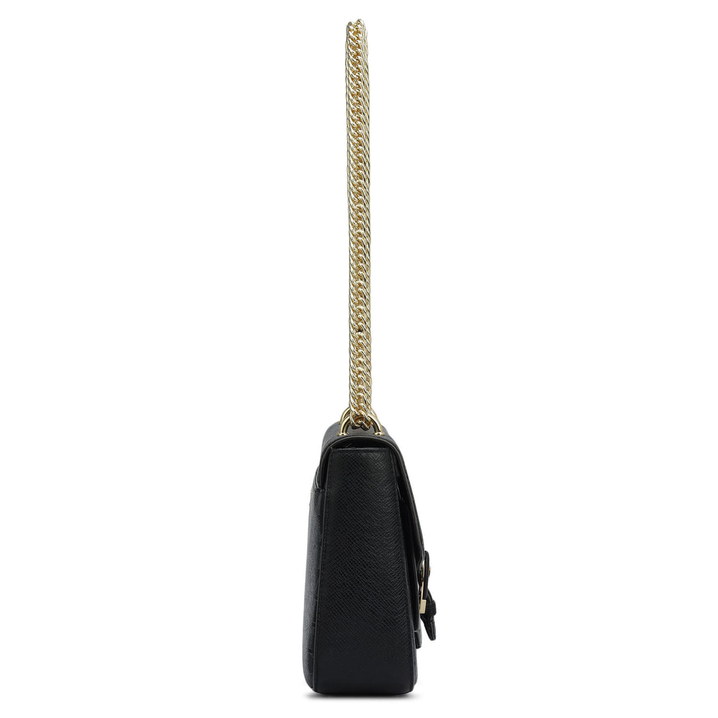 Small Monogram Plain Leather Shoulder Bag - Black