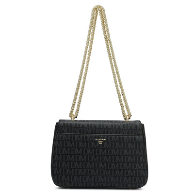 Small Monogram Plain Leather Shoulder Bag - Black