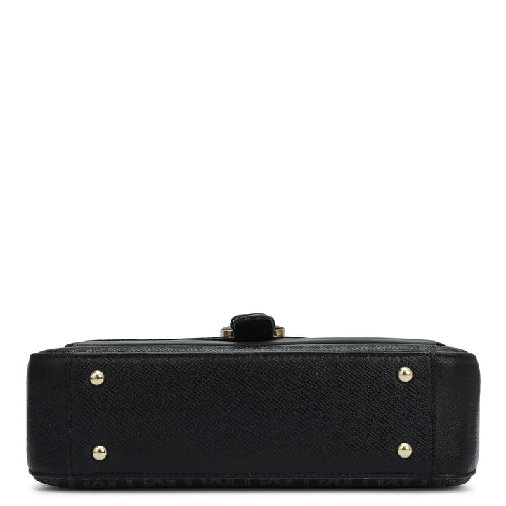 Small Monogram Plain Leather Shoulder Bag - Black