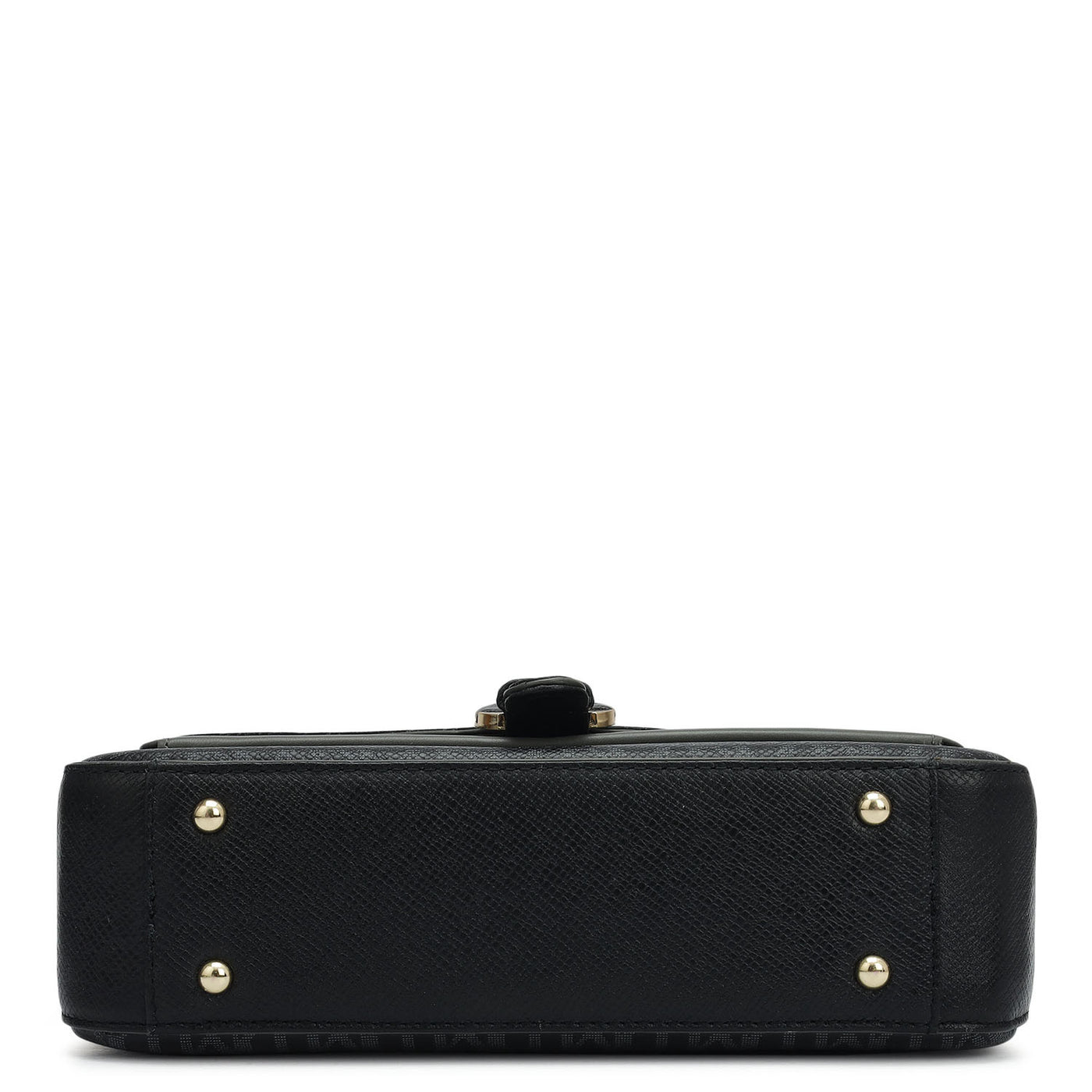 Small Monogram Plain Leather Shoulder Bag - Black