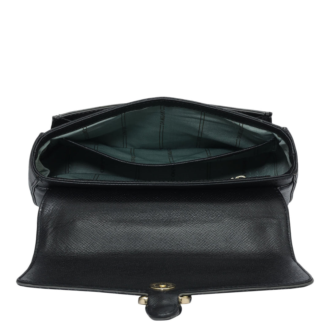 Small Monogram Plain Leather Shoulder Bag - Black
