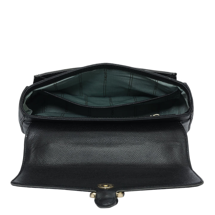 Small Monogram Plain Leather Shoulder Bag - Black