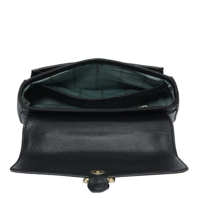 Small Monogram Plain Leather Shoulder Bag - Black