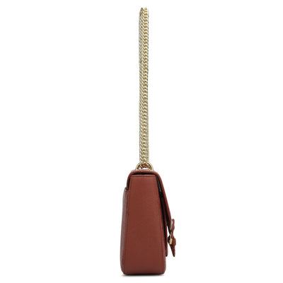 Small Monogram Franzy Leather Shoulder Bag - Brick