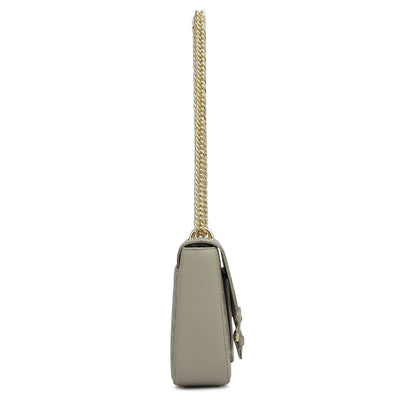 Small Monogram Franzy Leather Shoulder Bag - Chalk