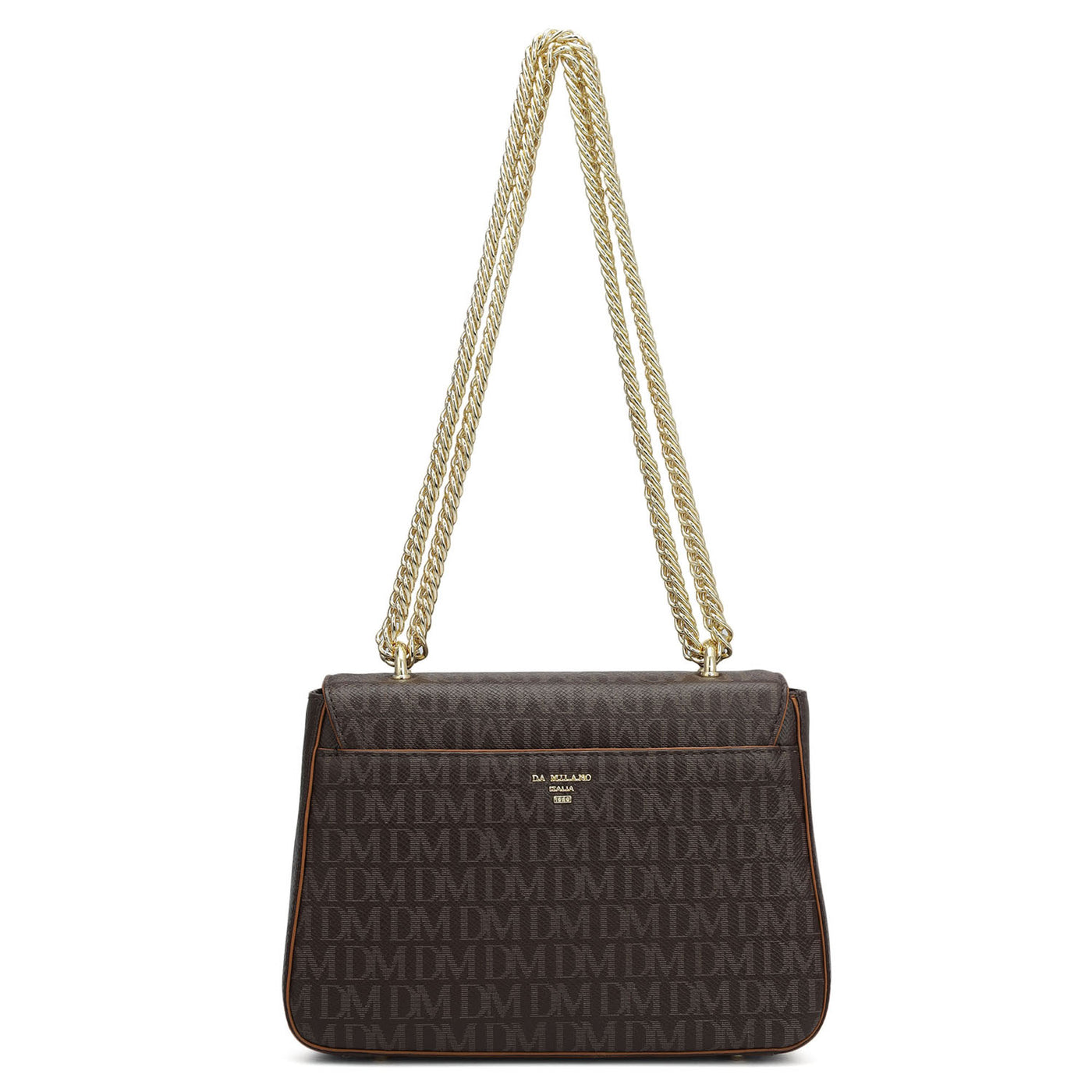 Small Monogram Plain Leather Shoulder Bag - Chocolate