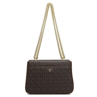Small Monogram Plain Leather Shoulder Bag - Chocolate