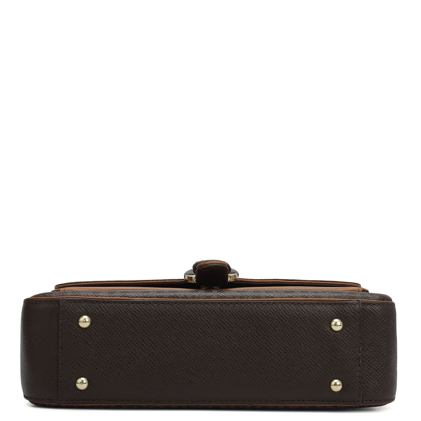Small Monogram Plain Leather Shoulder Bag - Chocolate