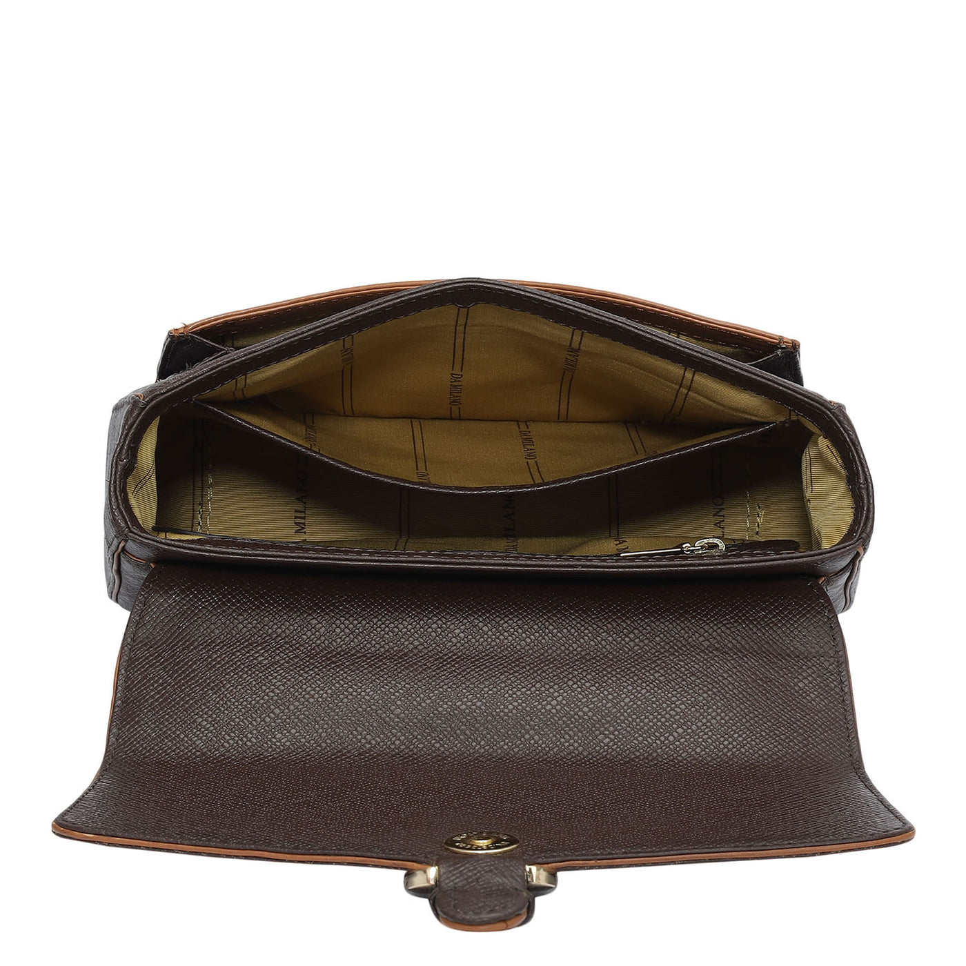 Small Monogram Plain Leather Shoulder Bag - Chocolate