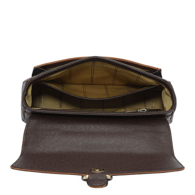 Small Monogram Plain Leather Shoulder Bag - Chocolate