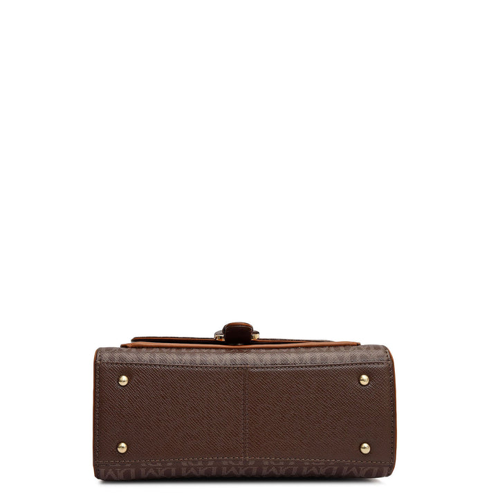 Small Monogram Plain Leather Satchel - Walnut