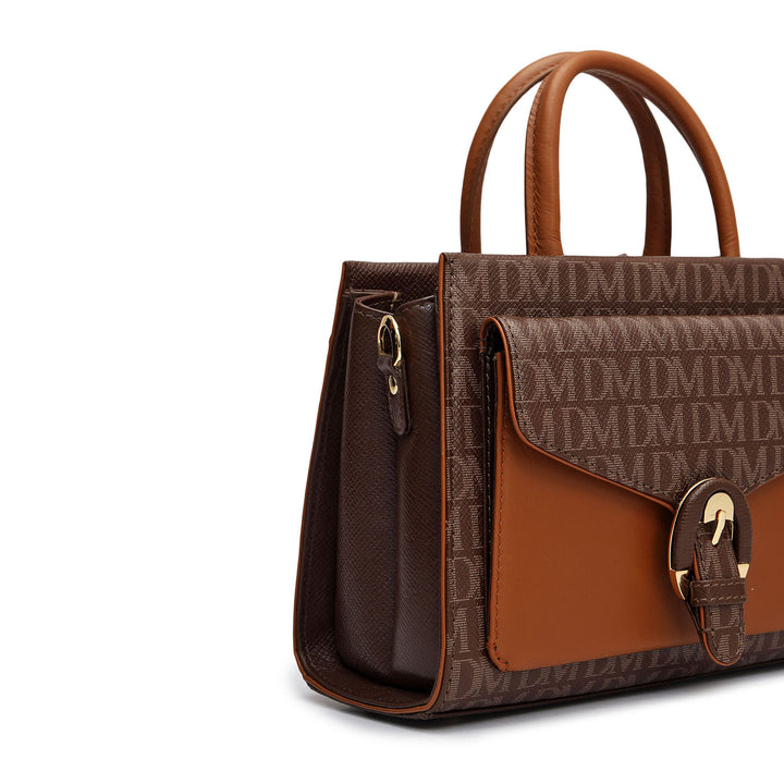 Small Monogram Plain Leather Satchel - Walnut