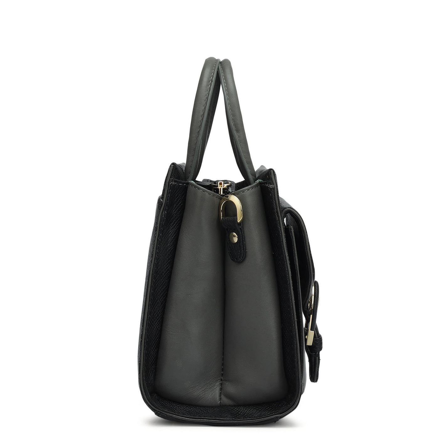 Small Monogram Plain Leather Satchel - Black