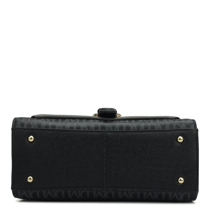 Small Monogram Plain Leather Satchel - Black