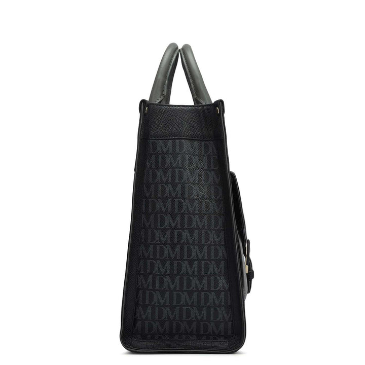 Medium Monogram Plain Leather Satchel - Black