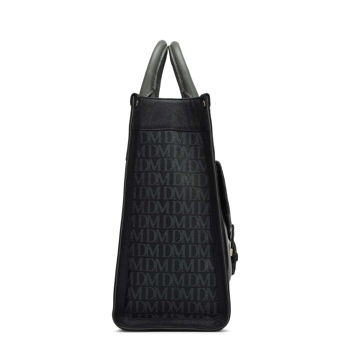 Medium Monogram Plain Leather Satchel - Black