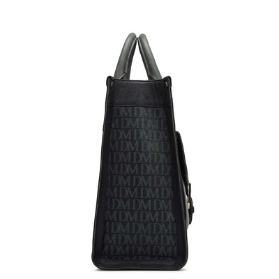 Medium Monogram Plain Leather Satchel - Black