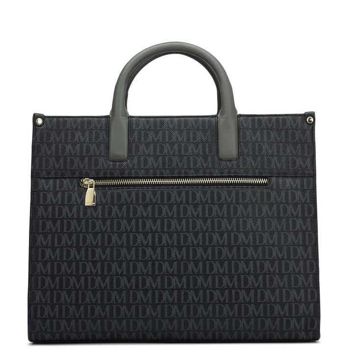Medium Monogram Plain Leather Satchel - Black