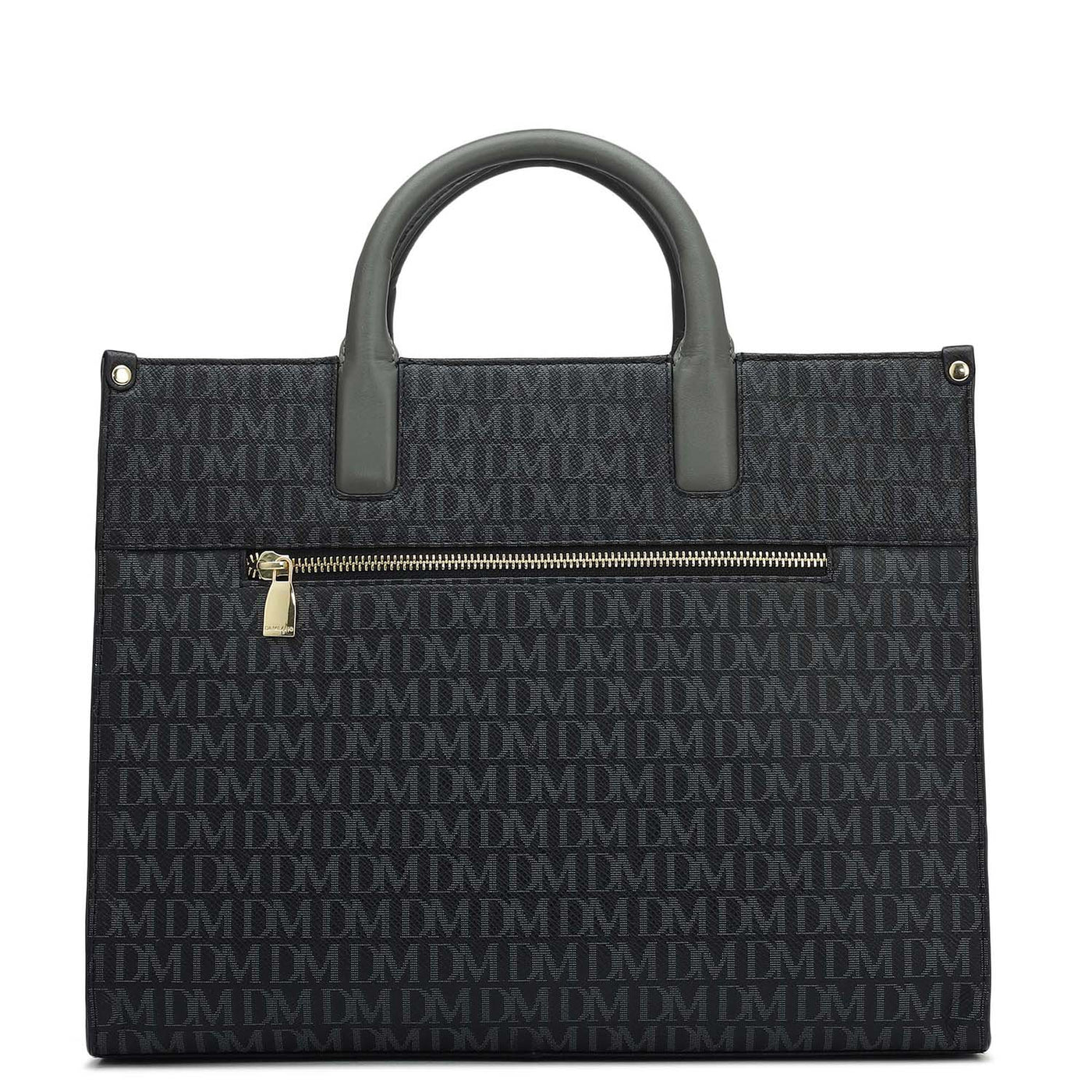 Medium Monogram Plain Leather Satchel - Black