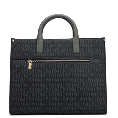 Medium Monogram Plain Leather Satchel - Black