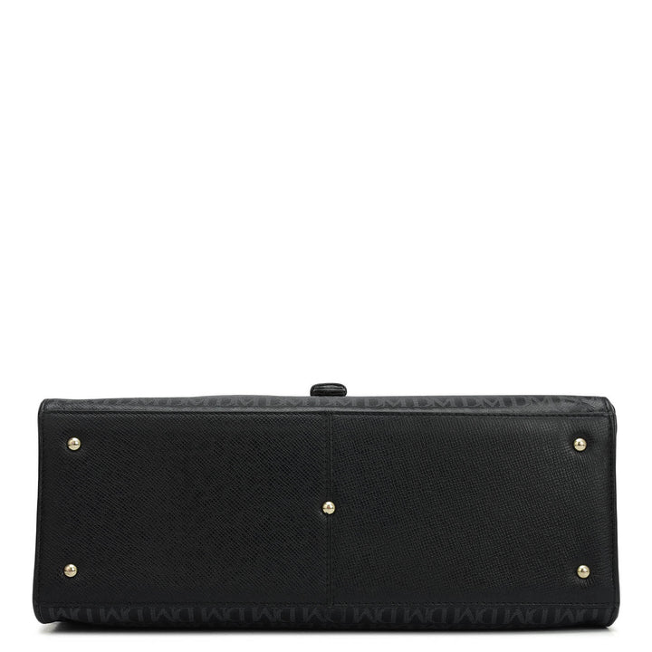 Medium Monogram Plain Leather Satchel - Black