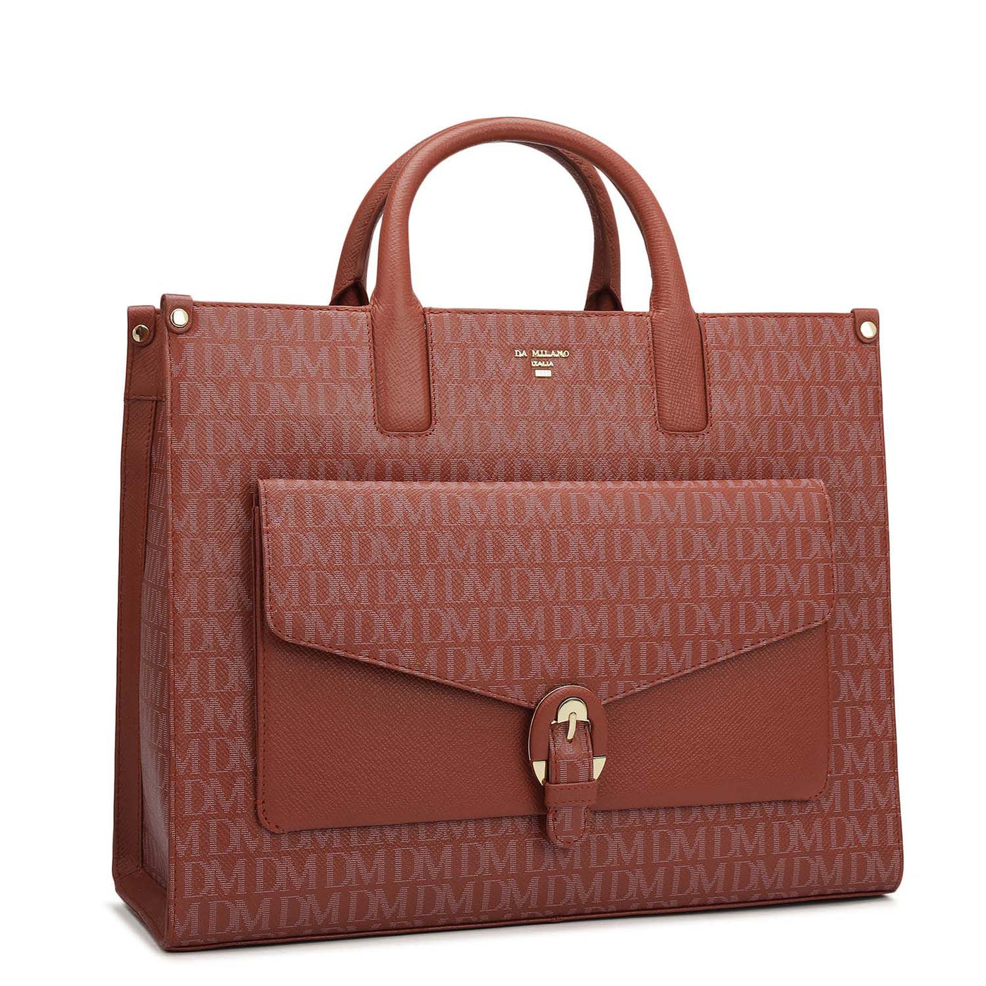 Medium Monogram Franzy Leather Satchel - Brick