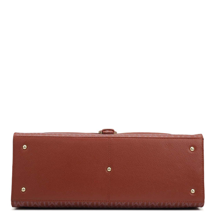 Medium Monogram Franzy Leather Satchel - Brick