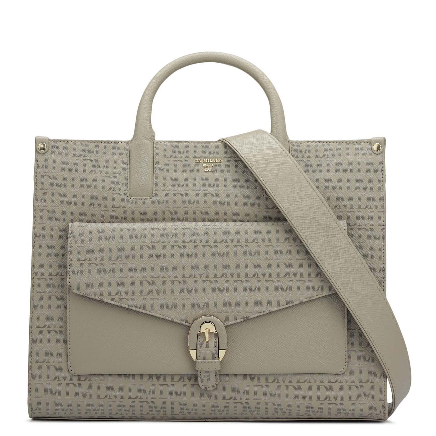 Medium Monogram Franzy Leather Satchel - Chalk