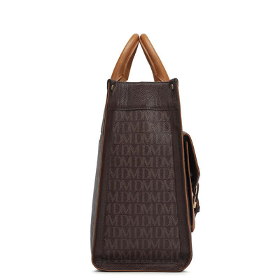 Medium Monogram Plain Leather Satchel - Chocolate