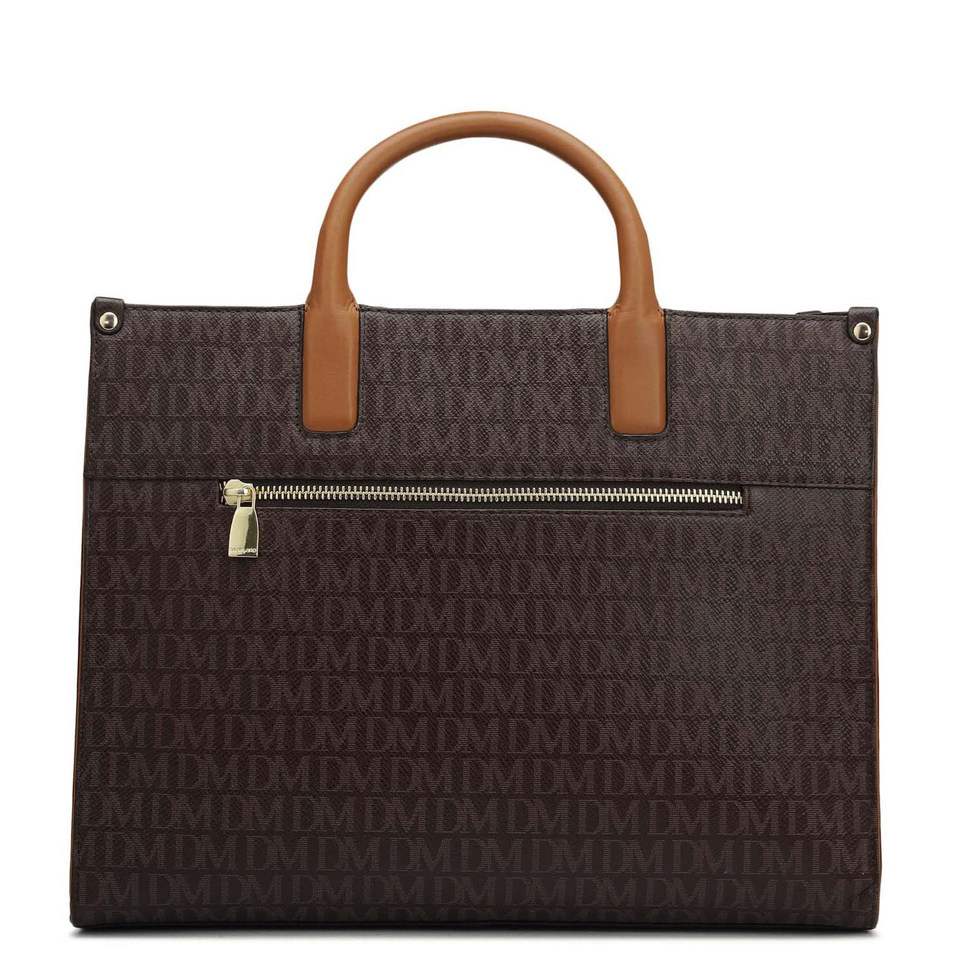 Medium Monogram Plain Leather Satchel - Chocolate