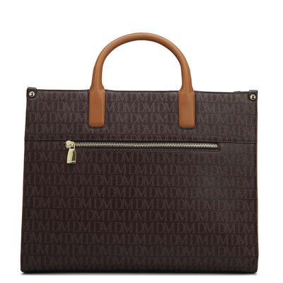 Medium Monogram Plain Leather Satchel - Chocolate